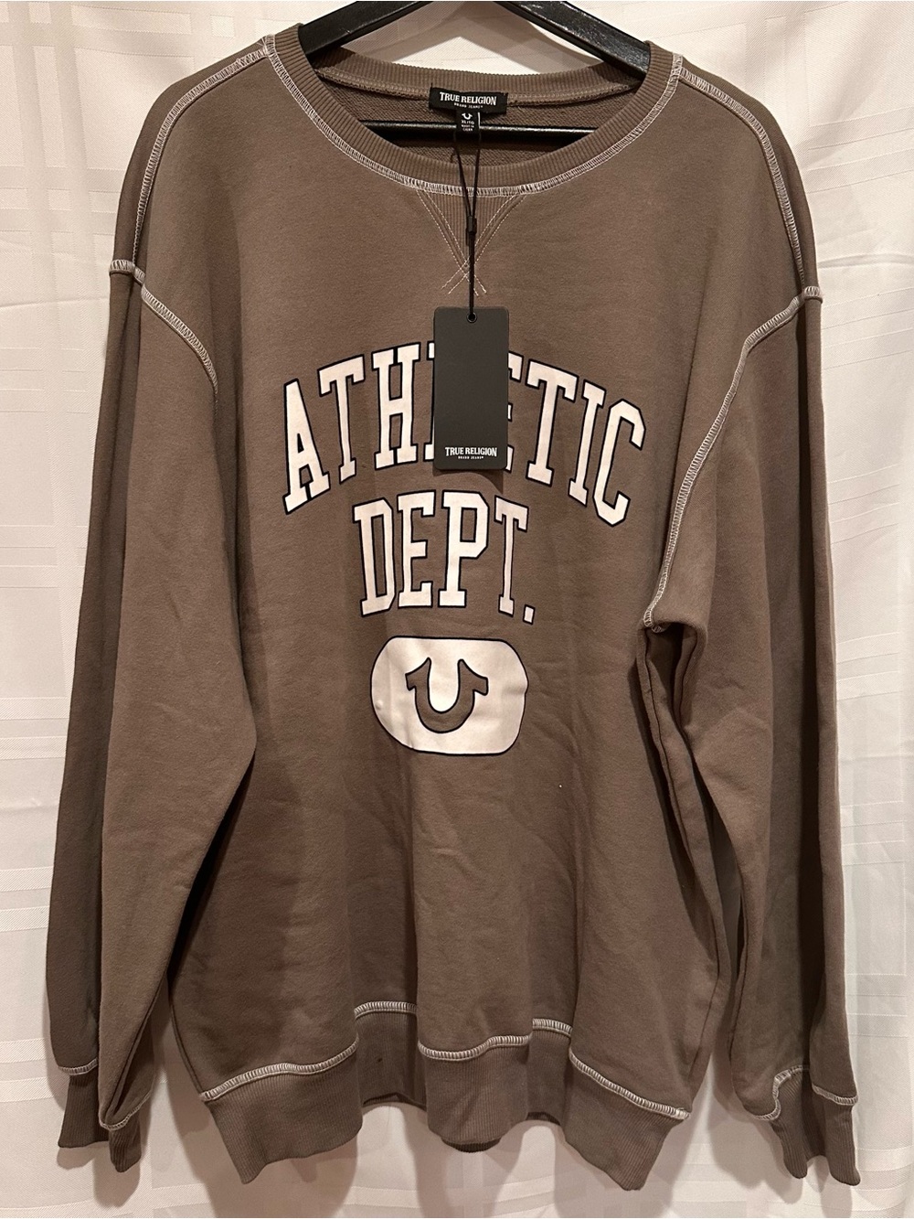 True Religion Crewneck Sweatshirt in Brown with White Logo